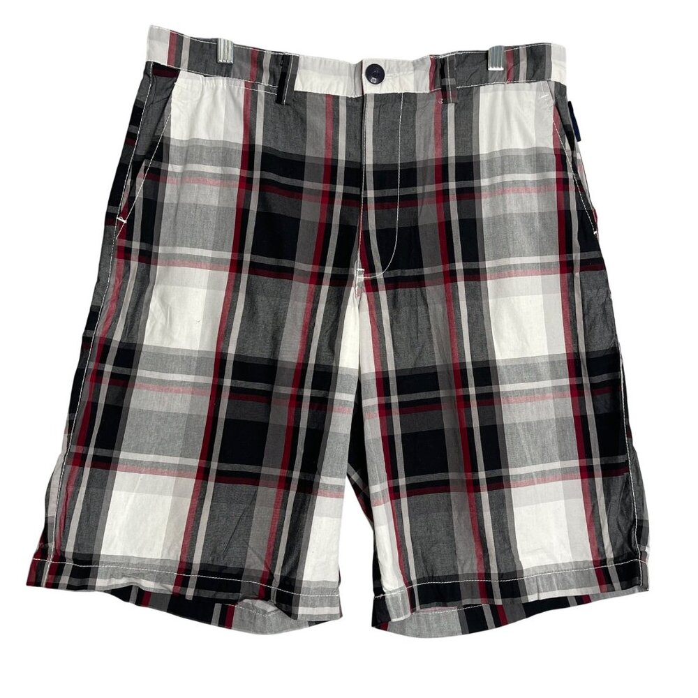 Ecko Unltd Plaid Shorts Mens 32 Red Black White Skater Streetwear 90s Y2K